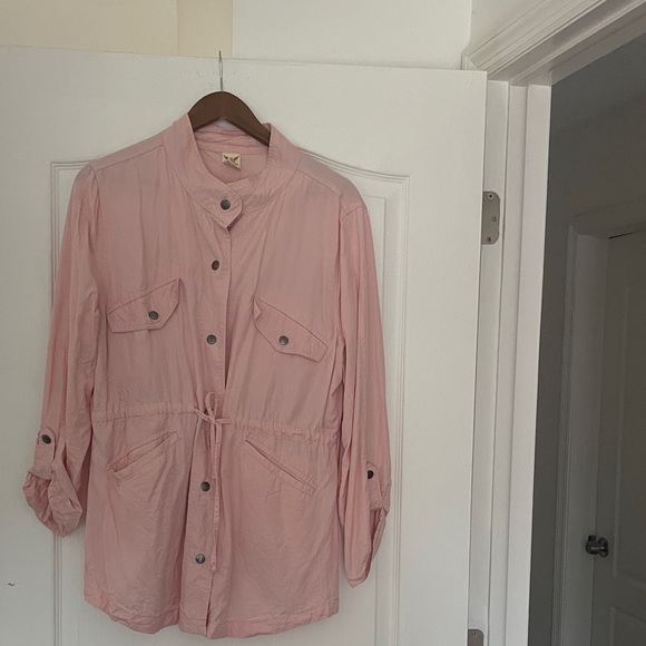 Pink Drawstring Utility Jacket - Women - Picture 1 of 5